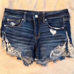 American Eagle Outfitters Blue Distressed Jean Shorts